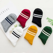 Bgk 6'lı Unisex Çemberli Kolej Desen Çorap Çok Renkli