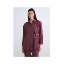LC Waikiki Alıta Cıty Farkıyla Lcw Modest Bordo Oversize Modal Karışımlı Kadın Gömlek Tunik Bordo - 931522783 Bordo