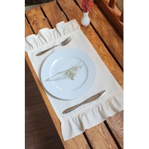 Bahar Keten 2 Kenar Fırfırlı Krem Vintage Amerikan Servis 30x50