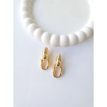 Çelik Gold Hoop Küpe Sevgiliye Hediye Altın
