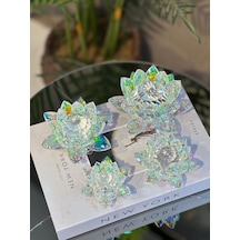 Chacha Home Kristal Nilüfer Çiçeği Obje & Mumluk - Lüks Cam Lotus Sehpa Ve Konsol Dekoru 15 Cm / 10 Cm / 8 Cm / 6 Cm Mini