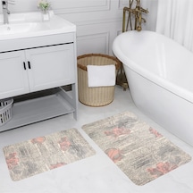 Rovigo Home Baskılı Kaymaz Taban 2 Li Banyo Paspas Takım Rvg5207-100X60-60X50 Çok Renkli