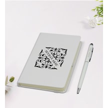Kişiye Özel İsimli 9x14cm Beyaz Defter Ve Kalem Hediye Seti - Model 10