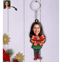 Bk Gift Kişiye Özel Kadın Yılbaşı Karikatürlü Ahşap Anahtarlık -15, Yeni Yıl Hediyesi, Yılbaşı Hediyesi Kobitmeyencom35833 Bk Gift