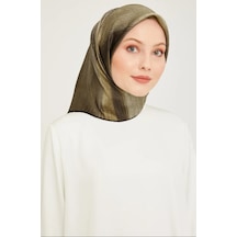 Armine Nostalji Tivil İpek Eşarp Ist 9017-03 Kahverengi-siyah Soyut Desen