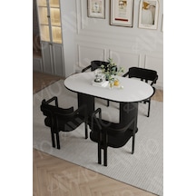 Avvio Marco Ptt Lake Mdf Ayak 4'lü Tokyo Metal Demonte Sandalye 80x140 Masa Sandalye Takımı Beyaz