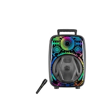 Mey İthalat Karaoke Hoparlör Rgb Led Işıklı Usb Fm Radyo Destekli Taşınabilir Speaker