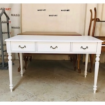 Masifart Soft Tornalı 3 Çekmeceli Ahşap Çalışma masası 140 cm Beyaz