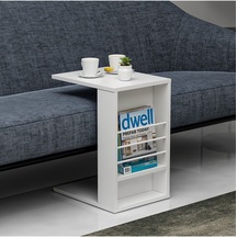 Beyaz Willy Tekerlekli C Sehpa Beyaz