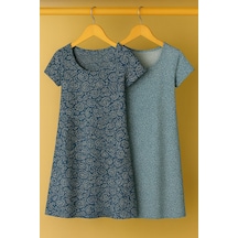 2 Adet Dökümlü Rahat Kalıp Günlük Penye Kumaş Elbise İndigo-mavi 2 Adet Dökümlü Rahat Kalıp Günlük Penye Kumaş Elbise İndigo-mavi