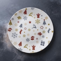 4 Parça Yılbaşı Konsept Seramik Servis Ve Pasta Tabak 20cm/25cm Diğer