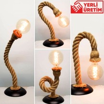 Dekoratif Hareketli Halat Masa Lambası 2 Metre Anahtarlı Kablolu(323036131) Siyah Duy