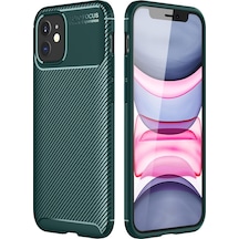 Newface Apple Uyumlu iPhone 12 Mini Kılıf Auto Focus Karbon Kapak - Yeşil Yeşil