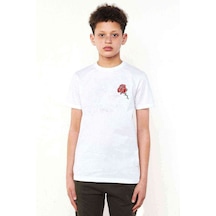 Tshirthane Silhouette Lotus Flower Baskılı Unisex Çocuk Beyaz T-Shirt