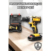 Mey İthalat Metal Dişli 24w Akülü Matkap -çift Bataryalı Ve Led Çalışma Işığı İle Tam Set