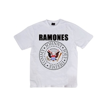 Stoned&Fame Unisex Beyaz Ramones Baskılı T-shirt Beyaz