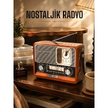 Hubrendy Tekno Ahşap Görünümlü Retro Bluetooth Radyo Usb,aux Ve Sd Kart Girişli