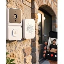 Kameralı Akıllı Kapı Zili 85 Geniş Açılı Lens Uczzkameralıkapızıbeyaz-1