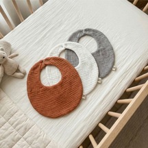 Oval 3 Lü %100 Pamuk Müslin Bebek Mama Önlüğü Yakalık Salya Önlüğü