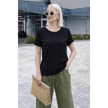 Fashion Friends Bisiklet Yaka Siyah Kadın Bluz 26y0194k1