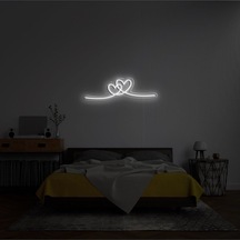 Double Heart Şekilli Neon Tabela Beyaz