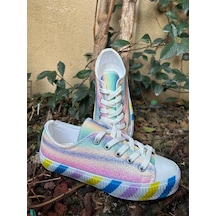 Scarpe Magiche Gökkuşağı Tabanlı Kız Çocuk Sneaker Parlak Kumaş, Günlük Kullanım Çok Renkli