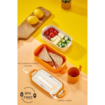 2 Katlı Lunch Box Ofis, Okul Ve Piknik İçin Pratik Yemek Kabı Sarı