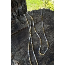 Örgü Model Şık Tasarım Silver Gold Renk Gümüş Ve Altın Renk 316l Çelik Zincir Kolye 65cm Altın - Gümüş