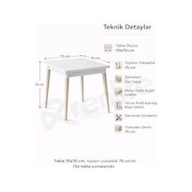 Renlife 70x70 Küçük Yemek Masası Ahşap Ayaklı Kompakt Mutfak Masası 2 Kişilik Minimal Masa Aris Gri Çam