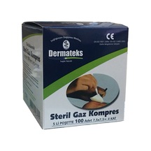 Steril Hidrofil Dermateks Gazlı Bez 7.5X7.5Cm 4 Kat 100Lü