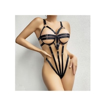 Byb Moda Tasarım Herşeytrend Fantezi Lastik Body Harness Siyah Siyah