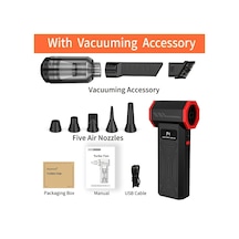 Fochsia Aicevoos Şarj Edilebilir Yüksek Hız Turbo Jet Fan Toz Üfleme Aleti Vakum Aksesuarlı Siyah