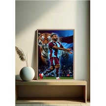 Bordo Mavi Poster Mohamed Salah Ahşap Çerçeveli Tablo Çok Renkli - 919917843 Çok Renkli