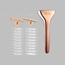 2025 Yeni Çinko Alaşımlı Manuel Tıraş Makinesi Erkek Gelişmiş Tıraş Makinesi Xt201 Gül Altın 20 Adet Bıçak