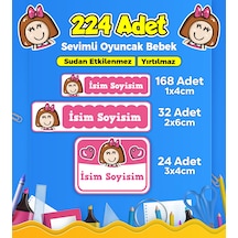 Oyuncak Bebek Temalı Okul Kreş Kişiye Özel İsim Etiket Seti - Model 119 Çok Renkli