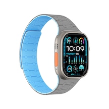Watch 10 46mm Amazingthing Smoothie Sport Magnetik Tak Çıkar Silikon Strap Kayış Gri-mavi