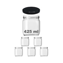 Afracam 425 Ml Metal Kapaklı Şeffaf Cam Kavanoz 5 Adet Siyah