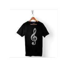 Sol Anahtarı Müzik Nota Es Gitar Saz Bağlama Baskılı Tişört Unisex T-shirt 001