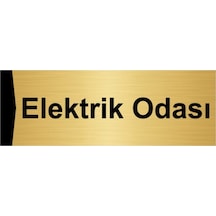 Elektrik Odası 7x20cm Altın Renk Metal Yönlendirme Levhası