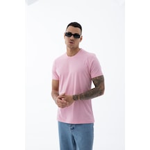 Erkek Pamuklu Kumaş Regular Fit Kesim Bisiklet Yaka T-shirt
