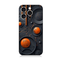 Apple Uyumlu iPhone 15 Pro Max Turuncu Desen Desenli Silikon Kılıf Silikon