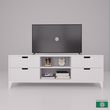 Tv Ünitesi 4 Çekmeceli Raflı Beyaz