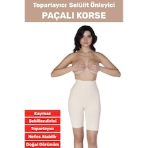Özel Üretim İz İç Göstermez Kaymaz Sıkılaştırıcı Toparlayıcı Selülit Önlemeye Yardımcı Paçalı Korse Bej