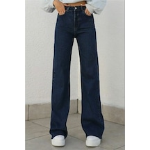 Camelia Gold Ikon 90's Koyu Mavi Lacivert Likralı Süper Extra Yüksek Bel Palazzo Salaş Jean Pantolon Koyu Mavi