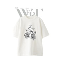 Thewert Spor Motor Tasarım Baskılı Ünisex Beyaz Oversize T-shirt
