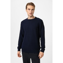 Back And Bond Lacivert Regular Fit Pamuklu Bisiklet Yaka Triko Kazak