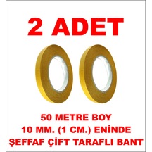 Çift Taraflı Şeffaf Bant 50 M. 10 Mm 2 Adet