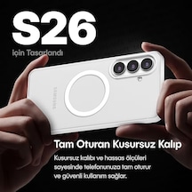 Galaxy S26 İçin Matt Flex Serisi Magsafe İle Uyumlu Yükseltilmiş Lens Çerçeveli Ultra Güçlü Darbeye Dayanıklı Yumuşak Silikon Kılıf Beyaz, Galaxy S26 50 x 22