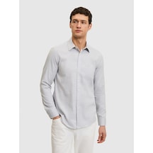 Cacharel Gri Slim Fit Pamuk Karışımlı Gömlek