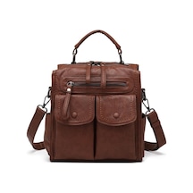 Yıkama Deri Sırt Askılı Kadın Çantası 21k Barcelona 1917 Kahverengi - Taba